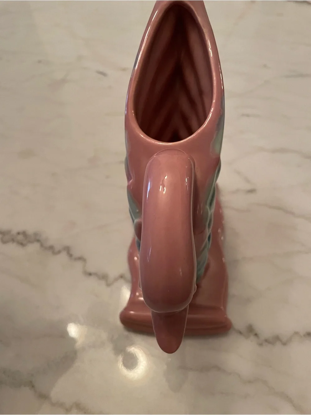 Vintage Royal Haeger R-430 Pink Blue Agate Swan Planter Vase Mid Century 1950s
